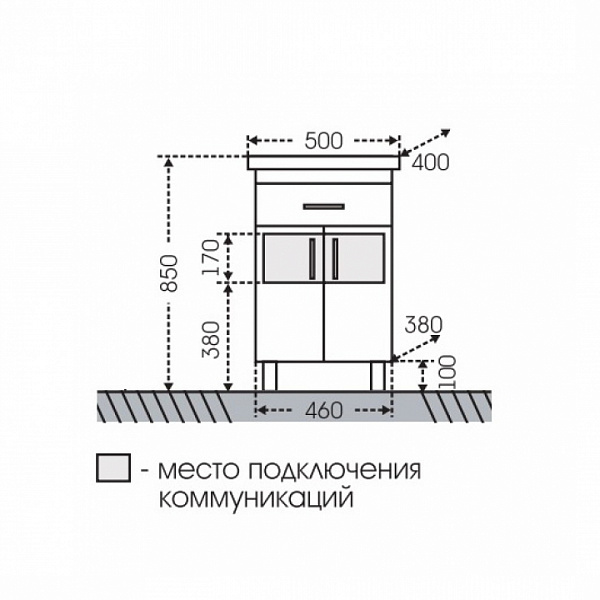 Тумба под раковину Дублин 50 с 1 ящиком Санта 223002