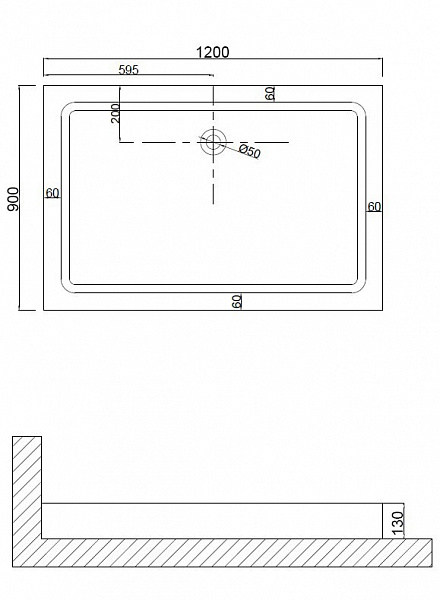 Душ. поддон NG-120-90Q (120*90*13) прямоугольный, для 6611,6618,6811,6818