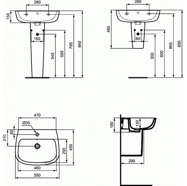 Раковина Ideal Standard Esedra 55 см T279901