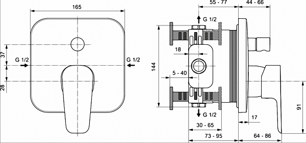 Смеситель Ideal Standard Ceraplan lll A6115AA для ванны с душем