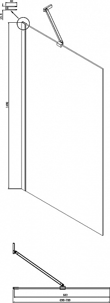 Шторка для ванны Ambassador Bath Screens 16041102 (700x1400). 1 место