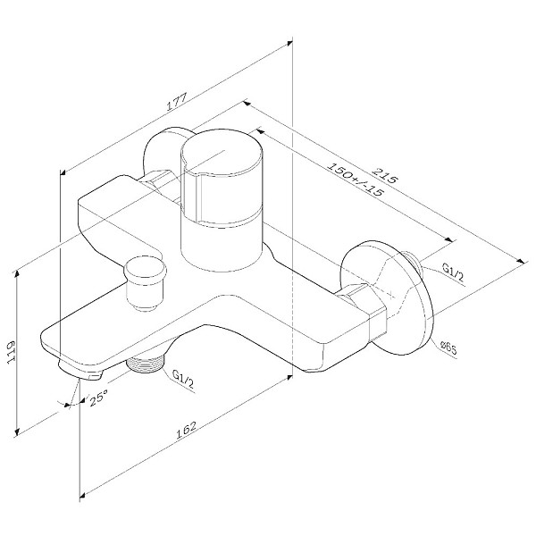 F85A10522 X-Joy TouchReel смеситель д/ванны/душа нажимной, чёрный