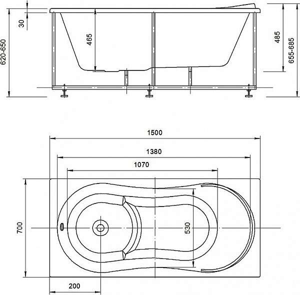 Акриловая ванна Aquatek  Афродита 150x70 AFR150-0000026