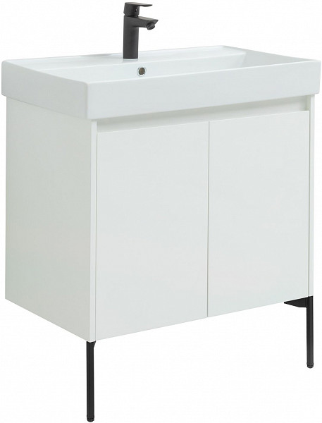 Тумба под раковину Aquanet Nova Lite 75 белый глянец (2 дверцы) 00298850