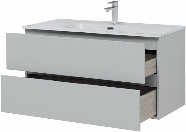 Тумба под раковину Aquanet Алвита New 100 2 ящика, серый 00277520