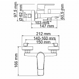 Смеситель для ванны с коротким изливом Wasserkraft Dill 6101