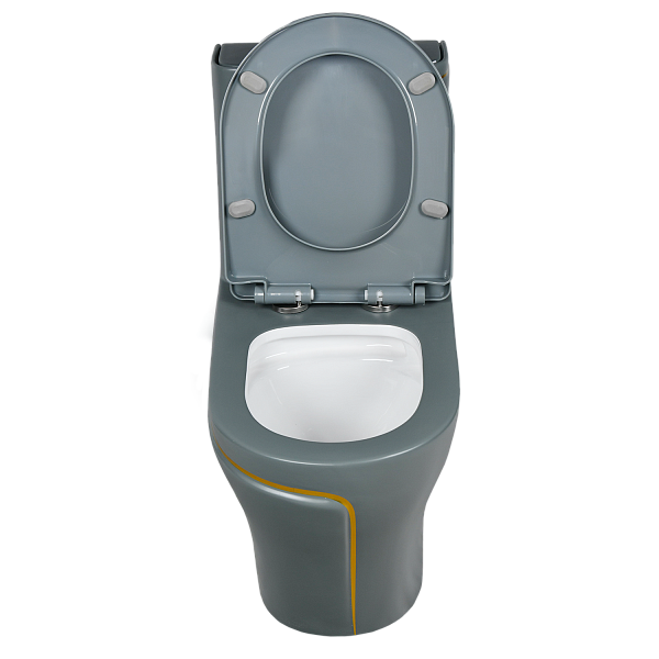 EY-9003 Унитаз -моноблок, с сиденьем термопласт с микролифтом серый/золото