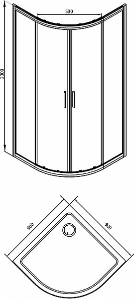 Душевой уголок Aquanet Practic AE10-Q-90x90U-CP 900x900, прозрачное, матовое стекло AE10-Q-90x90U-CP
