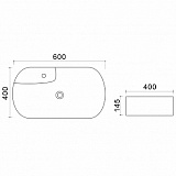 Раковина Azario 60х40х14,5 накладная, белая (AZ41302)