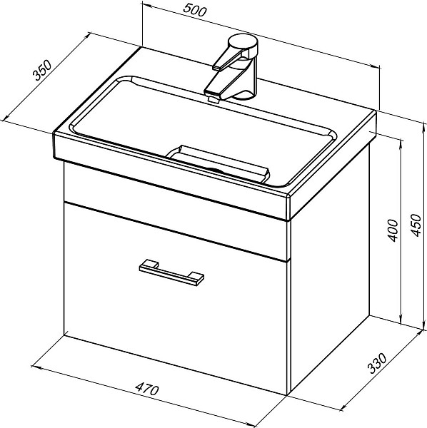 Тумба под раковину Aquanet Нота 50 (Moduo Slim) белый 00246955