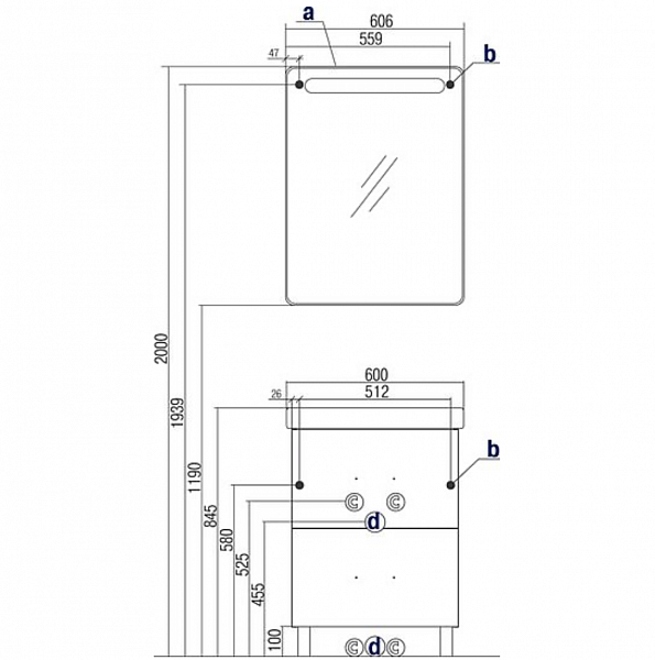 Тумба под раковину Акватон Америна 56 см 1A169201AM430