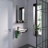 Консоль подвесная "МЕТРИС-50 см" черная с прав. и лев. полотенцедержателем (ум. Модуль-50)