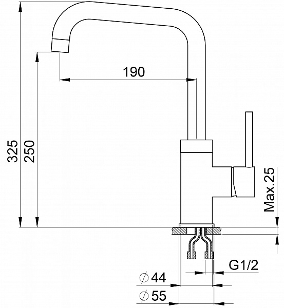 Смеситель для кухни Granula GR-0041 арктик, 0041wh