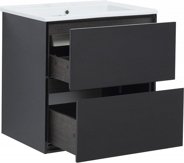 Тумба под раковину Aquanet Милан 65 черный глянец 00306379