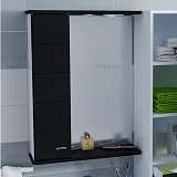 Зеркальный шкаф Омега 60, свет, черное, левый Санта 107011
