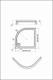 Поддон акриловый 80*80*15 1/4 R50  с ножками с фронтальным экраном, без сифона с уп.
