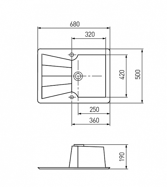 Мойка для кухни Aquaton Монца прямоугольная с крылом серая 1A716032MC230