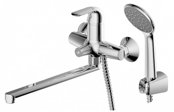 Смеситель для ванны c длинным изливом с аксессуарами Bravat Fit F6135188CP-LB-RUS