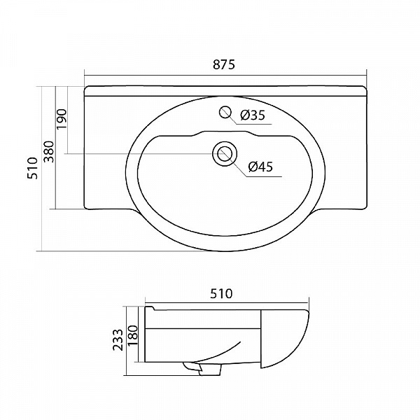Полукруглая раковина Santek Сенеж 87 1WH110265