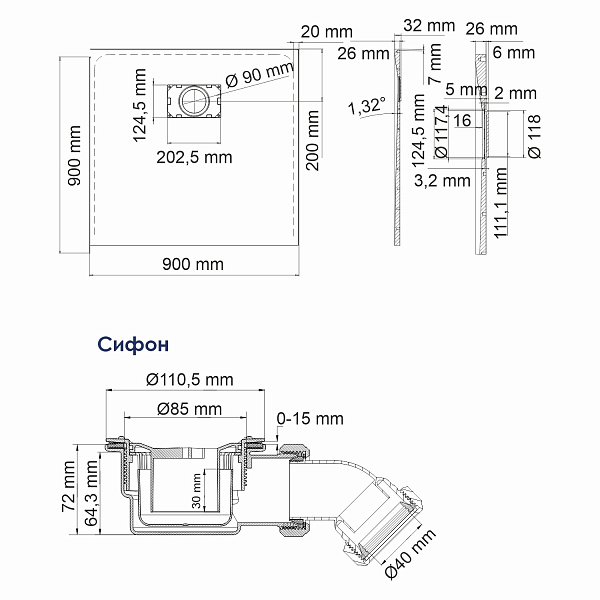 Душевой поддон Wasserkraft Main 41T03