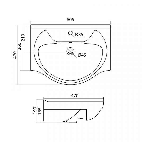 Полукруглая раковина Santek Байкал 60 1WH109652