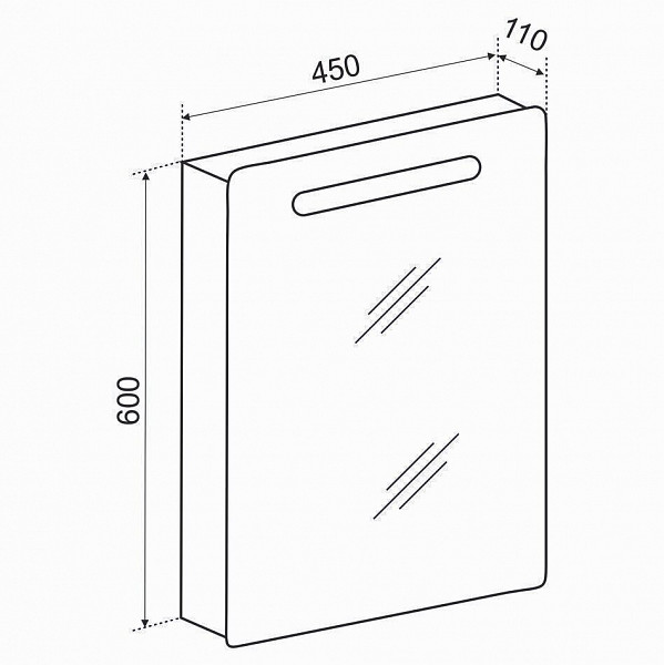 Зеркальный шкаф Emmy Донна (Левый) 45х60 с подсветкой