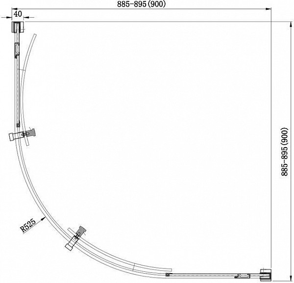 Душевой уголок Aquanet Delta NPE2142 90x90, R550, прозрачное стекло 00202312