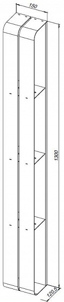 Полка Aquanet Магнум 15x130 белая матовая, вертикальная 00302239