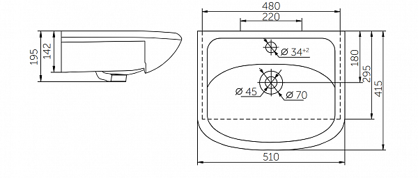 Мебельная раковина Уют 50 Санта