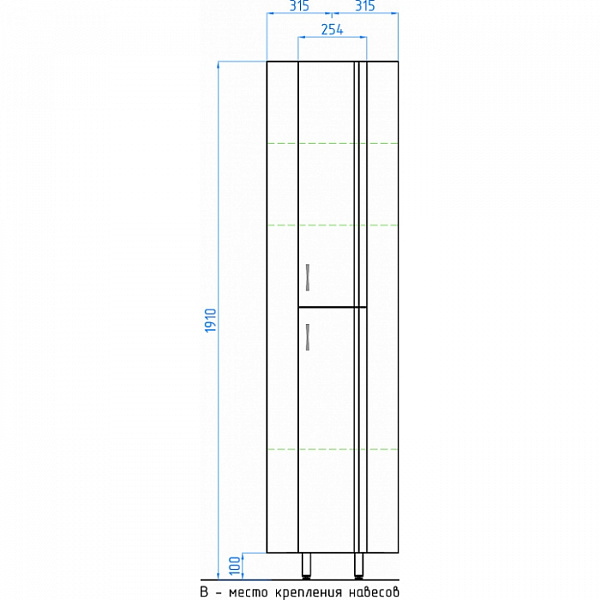 Шкаф-колонна Style Line Веер, угловая