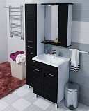 Зеркальный шкаф Омега 60, свет, черное, правое Санта 107012