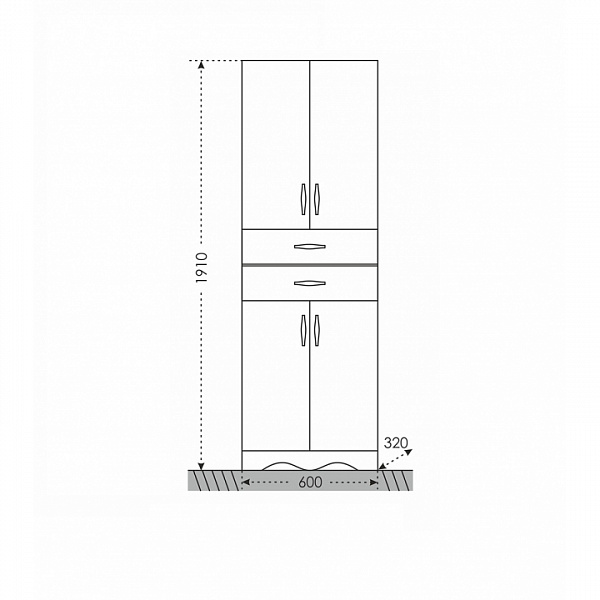 Шкаф - пенал Верона 60 напольный Санта 700134