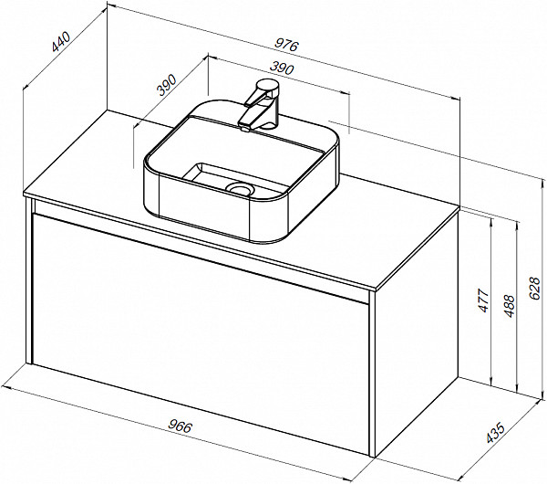 Тумба под раковину Aquanet Nova Lite 100 дуб рошелье (1 ящик) 00242579