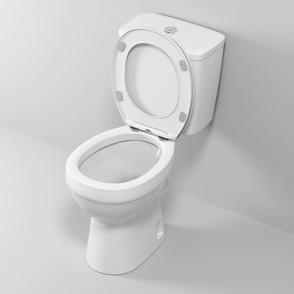 Унитаз Brava NG-9901 (630*360*740) напольный БЕЗОБОДКОВЫЙ с тонкой крышкой, 2 места