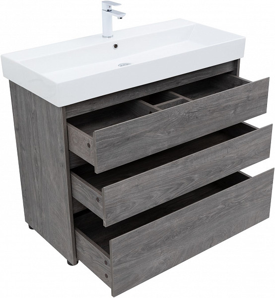 Тумба под раковину Aquanet Nova Lite 100 дуб рошелье (3 ящика) 00302479