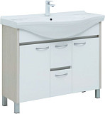 Тумба под раковину Aquanet Донна 100 белый дуб/белый (2 дверцы, 2 ящика) 00274164