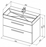 Тумба под раковину Aquanet Nova 85 (Slim Synergy) дуб рошелье, 2 ящика 00249921