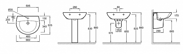 Раковина Jacob Delafon Patio 66х52,5 см E1998G-00