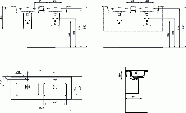 Раковина Ideal Standard Strada II 125 см T363601