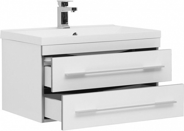 Тумба с раковиной Aquanet Верона 75 белый (подвесная 2 ящика) 00287672