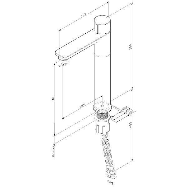 F85A92522 X-Joy TouchReel смеситель д/умывальника, высокий, чёрный, шт.