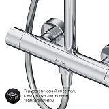 F0790410 Gem душ.система, набор: смеситель д/душа с термостатом, верхн. душ d 220 мм, ручн.душ 1 ф-ц