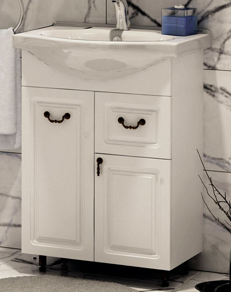 Тумба под раковину Corozo Элегия Ретро 60 белая SD-00000010