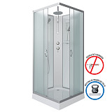 Душ.каб. NG-1101-14BKT (900х900х2100-2400) низкий поддон(13см) стекло МАТОВОЕ 3 места с полкой