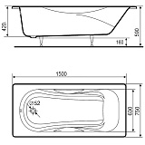 Чугунная ванна Сибирячка 150X75 с отверстиями под ручки, Универсал