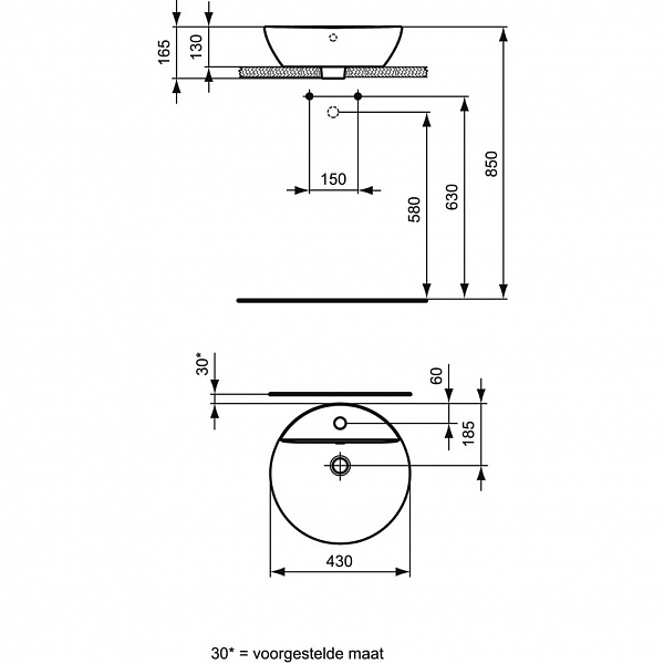 Раковина Ideal Standard Connect Sphere 45 см E8040MA