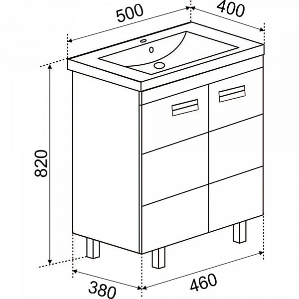 Тумба Emmy Монтана 50 с раковиной Соmo