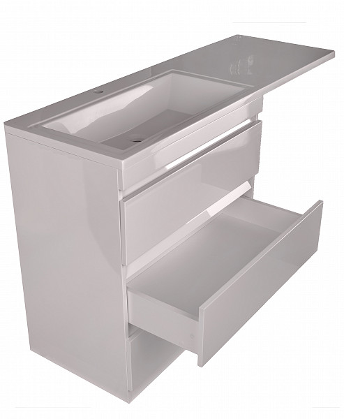 Тумба напольная "Даллас 130", 3 ящ., Люкс белая, PLUS