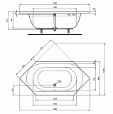 Встраиваемая акриловая шестиугольная ванна Ideal Standard Connect Air E106901 190X90 см без системы слива-перелива