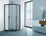 Душевое ограждение Loranto, стекло 6мм с рисунком, черный алюм.профиль, БЕЗ поддона 90х90х195 (CS-837A-1)